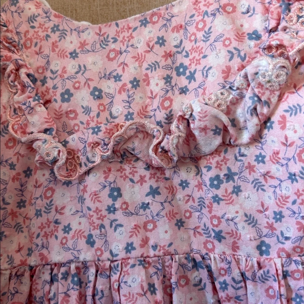 Penelope Mack Pink Swiss Dot Floral Dress 3T